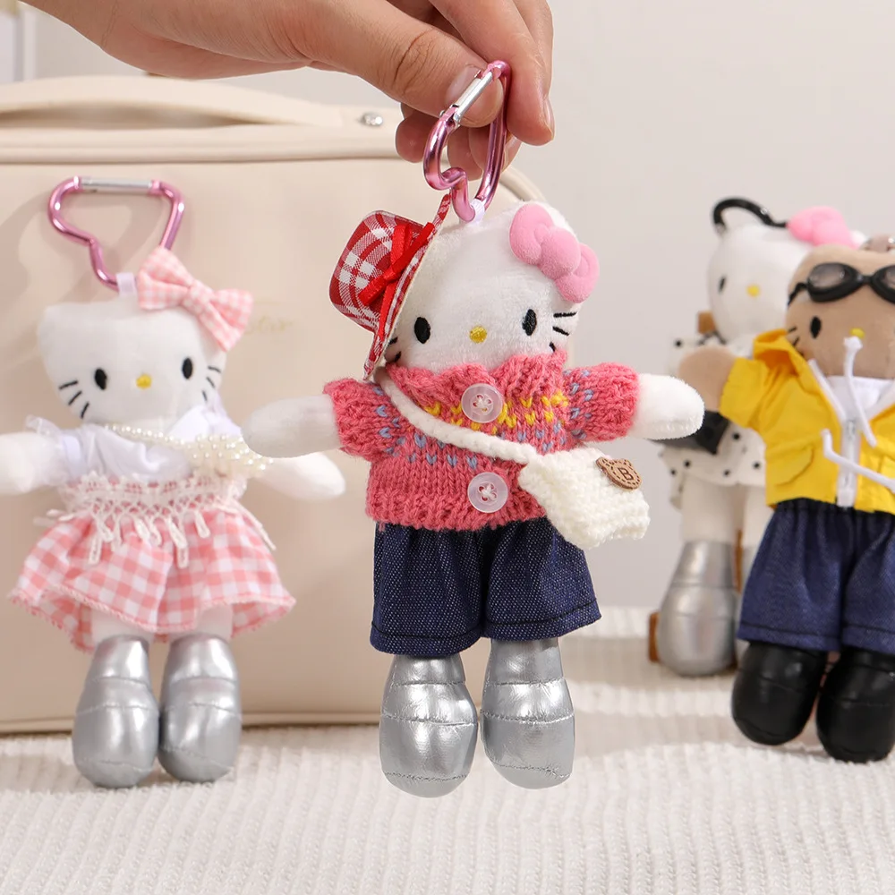 Hello Kitty lange benen pluche pop hanger schattig gradiënt blauw pluizig speelgoed sleutelhanger meisje rugzak decoratie cadeau