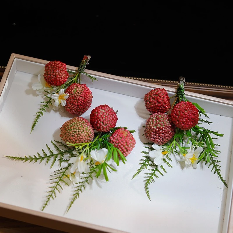 

Ретро Морі, новая красная имитация личи, шпилька для волос, головной убор, супер сказочный узел, свадебное платье, аксессуары для фото невесты