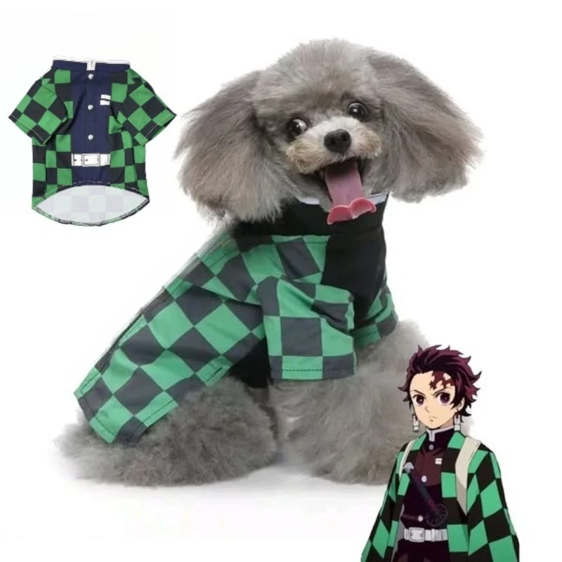 

Halloween Pet Cosplay Costume Kamado Nezuko Cat Shirts Kamado Tanjirou Pet Cosplay Outfit Breathable Small Dog Cat Party Clothes