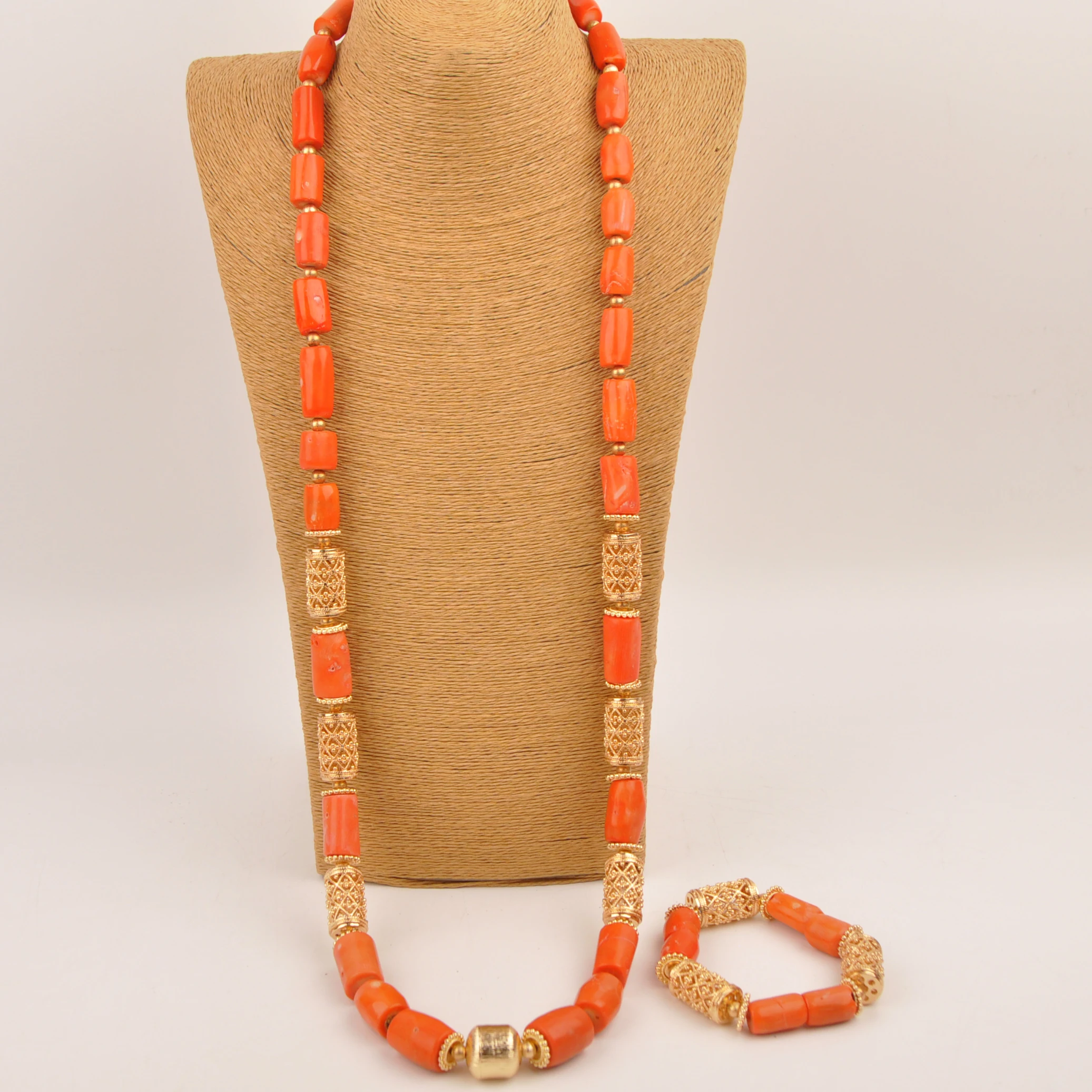 

Wedding fashion African necklace Jewelry Natural coral Nigerian orange series