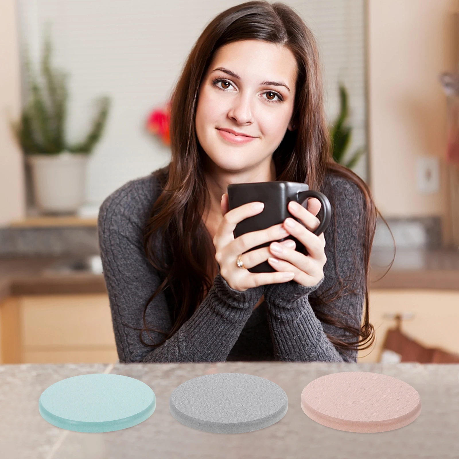 

4Pcs Waterproof Coaster Water Absorbent Diatomite Mats for Cup Countertop Absorbent Coasters for Drinks Non-Slip Bathroom