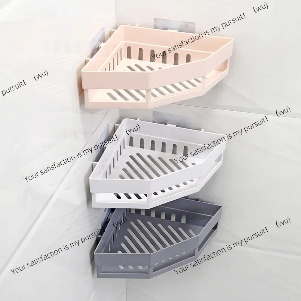 

Plastic triangular bathroom storage and finishing rack, no punching and pasting type without water accumulation