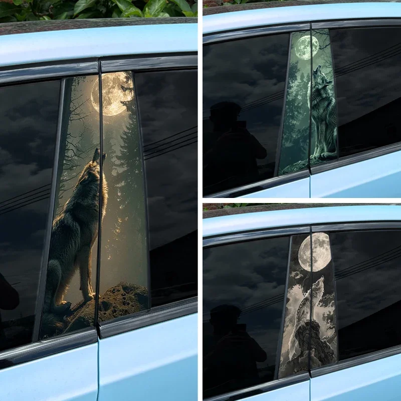 

1/2pcs Wolf Car Stickers Auto B Pillar Waterproof Animal Decoration Cover Scratches DIY Car Doors Pillar Sunscreen Vinyl Decals