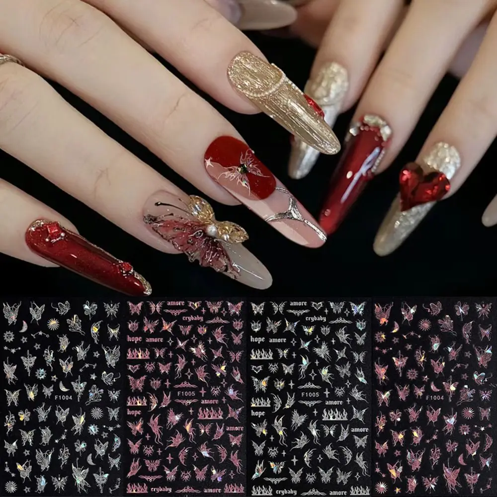 Adesivi per unghie laser a lunga durata Cursore adesivo brillante glitter Decorazione per nail art Y2K Decorazione per nail art Decalcomania per nail art