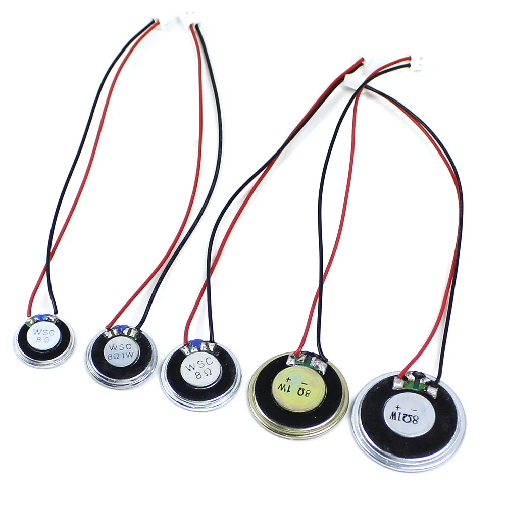 1Pcs Ultra Thin Speaker 8 32 ohms 8R 32R 0.5W 1W 2W Diameter 20 23 26 28 30 32 36 40 50 MM With XH 2.54 Terminal Wire