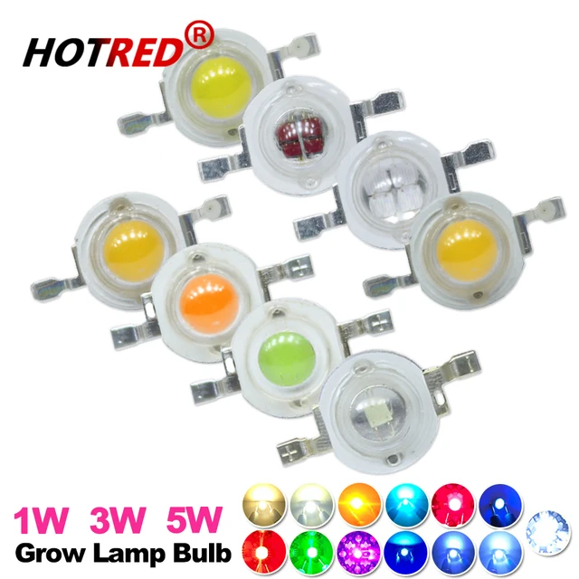 Ciepła Naturalna Zimna Biała 1W 3W 5W Wysoka Moc Smd Led Chip Żarówka UV Pomarańczowy Czerwony Niebieski Żółty Roślina Rosnąca Lampa Emiter Dioda Koralik