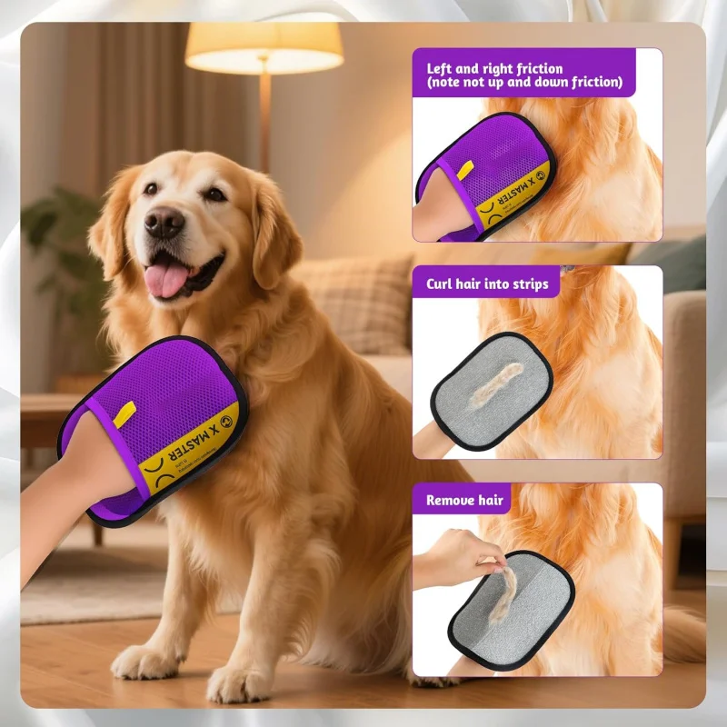 

Pet Hair Remover Glove New Reusable Electrostatic Grooming Glove for Cats Dogs, Washable for Sofa Carpet Clothes