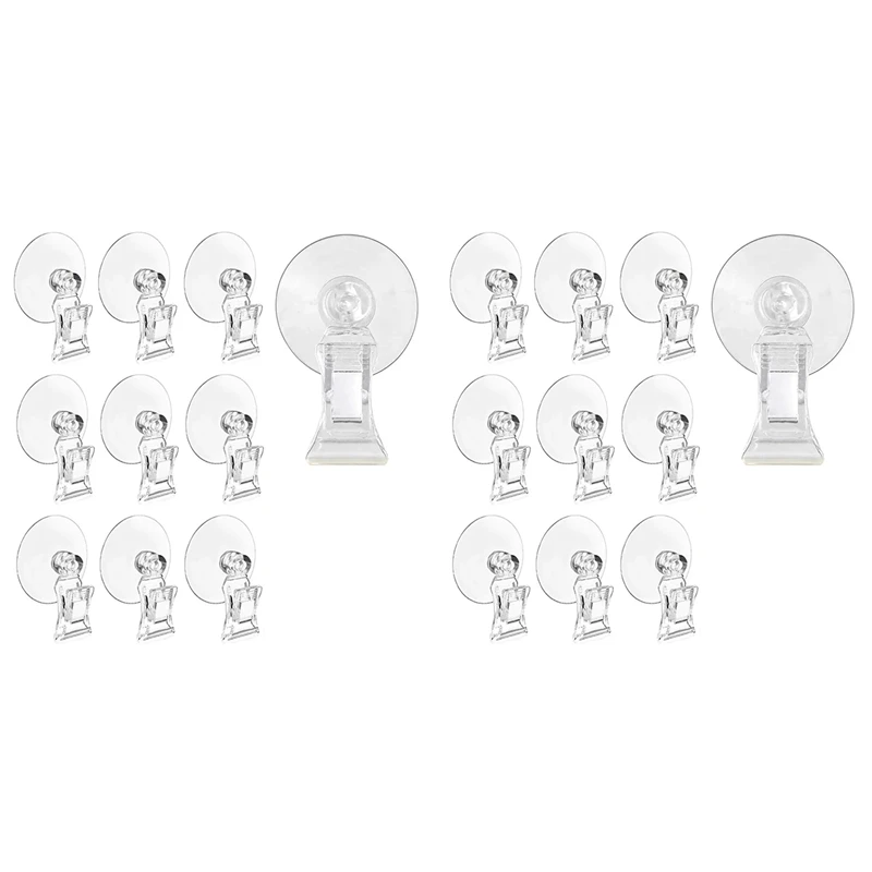 

ABWR-20Pcs Suction Cup Clips Transparent Sucker Clamp Bathroom Window Glass Suction Cup With Clip For Advertising Display