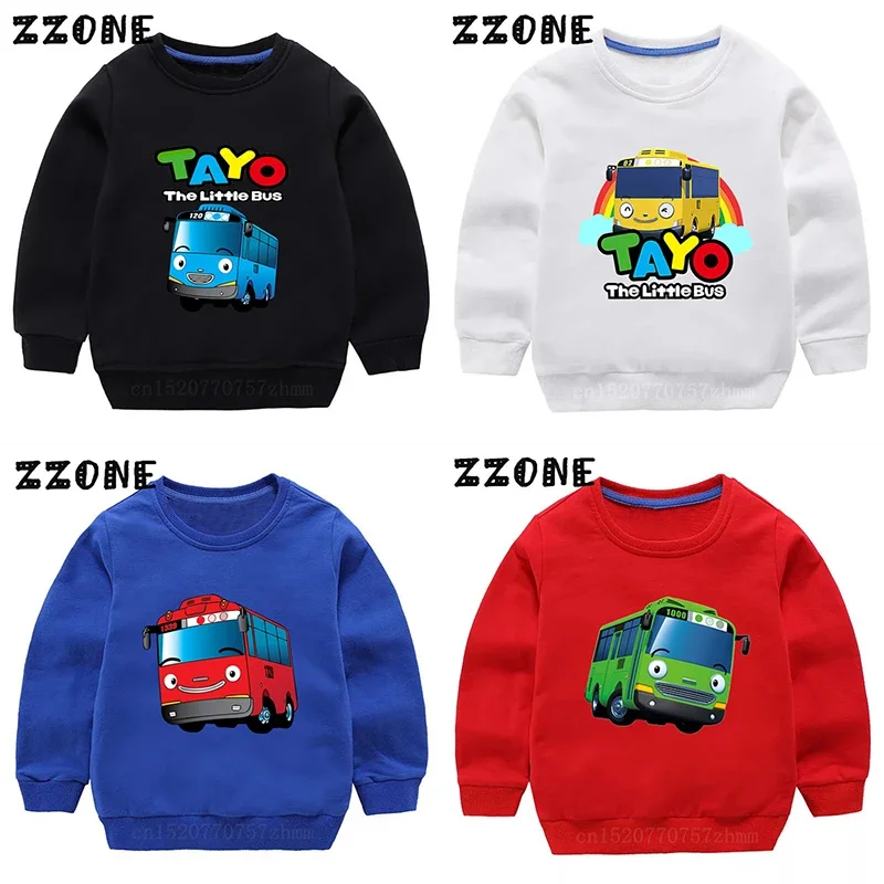 Kids Sweatshirts Tayo the Little Bus Print Cartoon Children Hoodies Spring Autumn Baby Pullover Outwear Tops Girls Boys Clothes