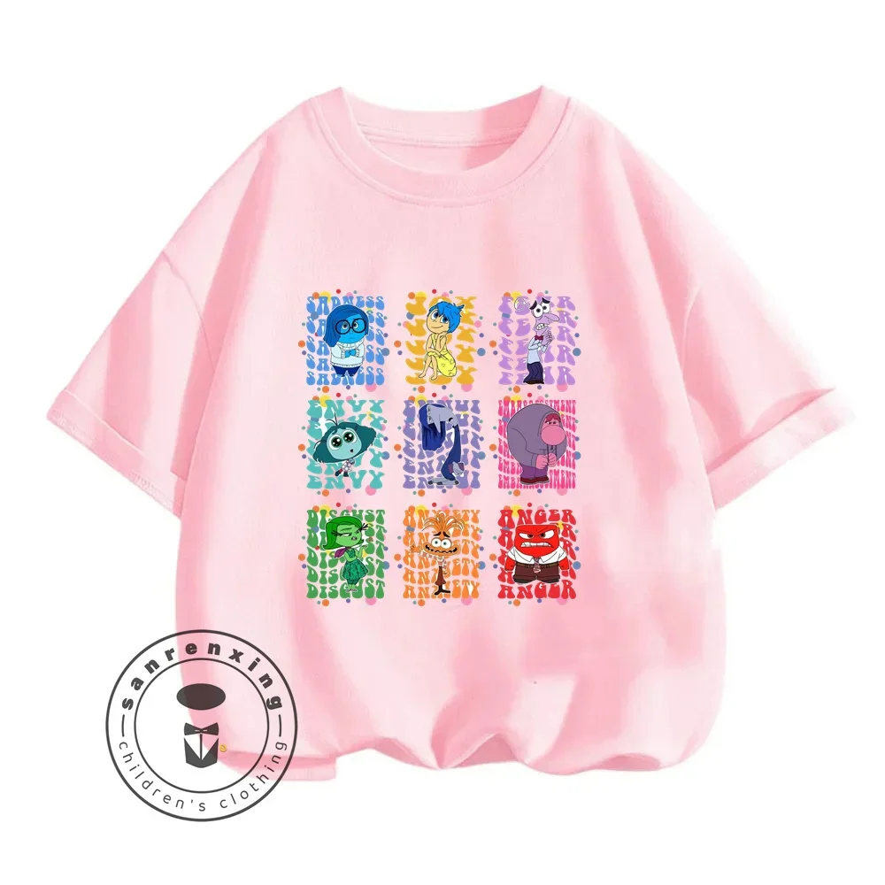 Fun in the Sun with Disney's Inside Out T-Shirts Stylish and Comfortable Solid Color Tops Featuring Beloved Cartoon Characters