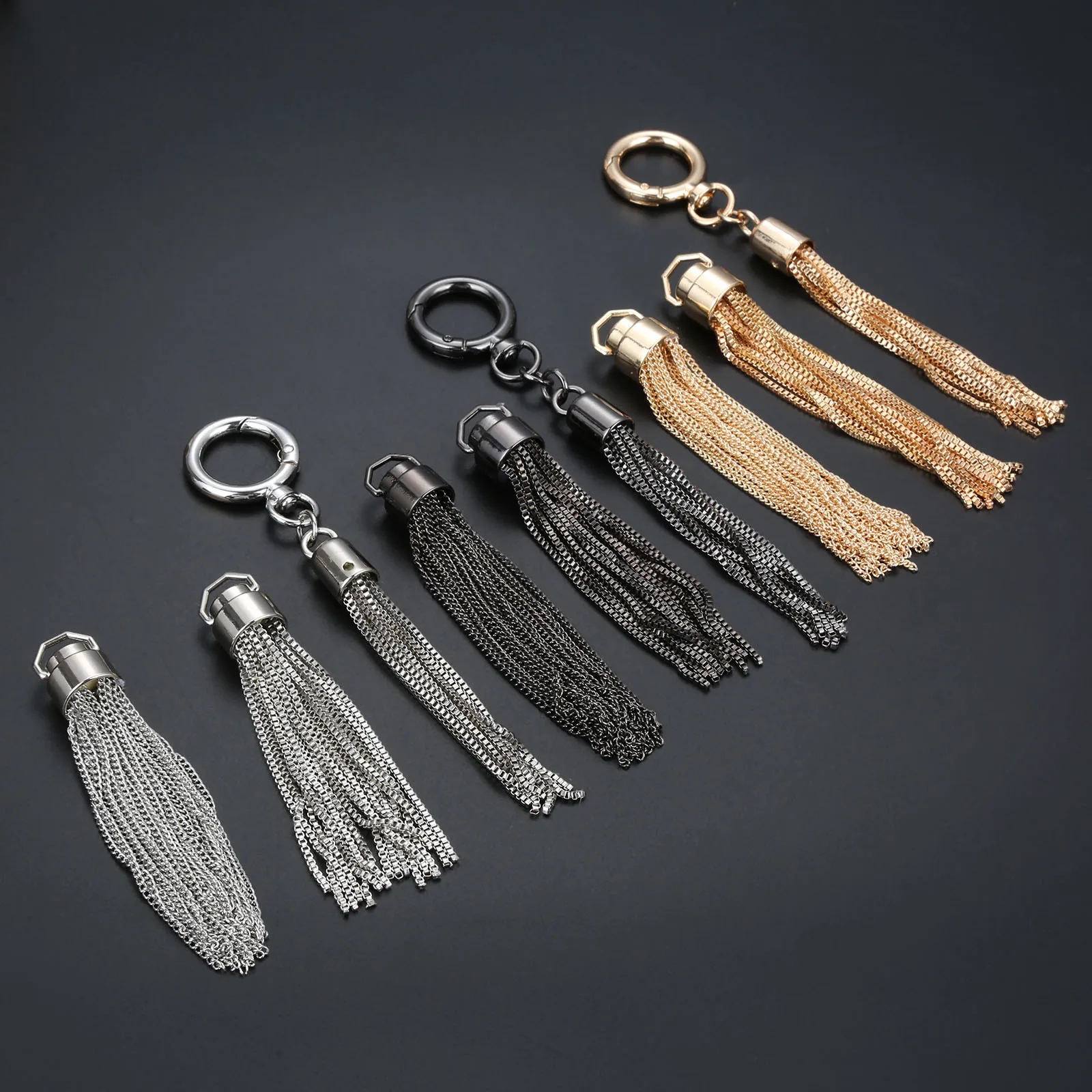 1 PC Metal Chain Tassel Leather Bags Jewelry Curtain Garments Decorative Accessories DIY Key Cell Phone Bag Fringe Trim Tassels