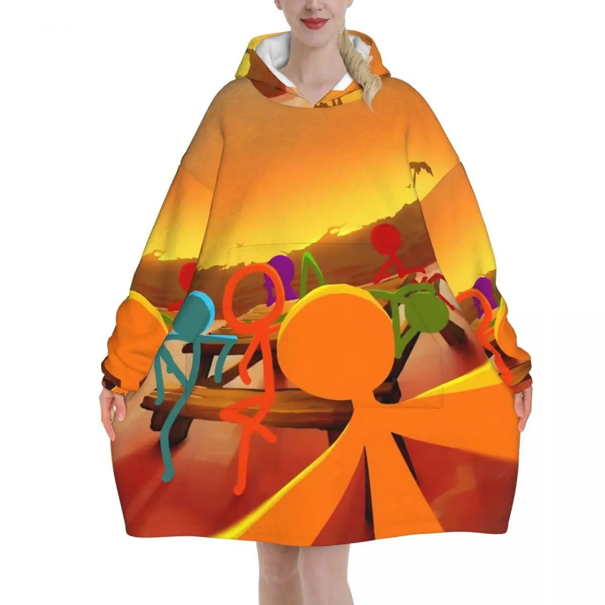 Alan Becker Blanket Hoodie Oversized Wearable Sweatshirt Blanket Warm Gifts for Women Girls Girlfriend
