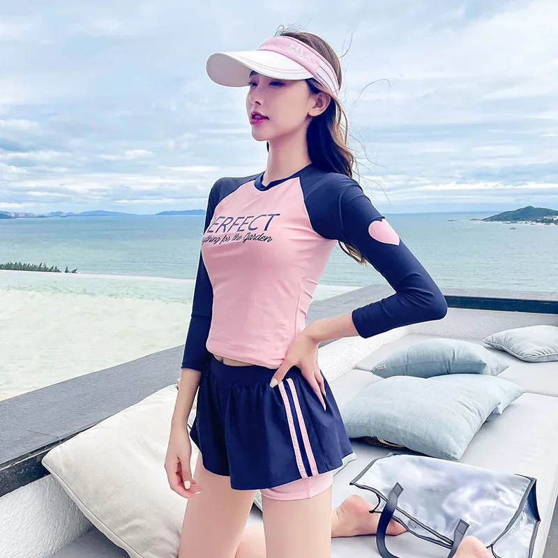 Women\'s Sports Swimwear Long Sleeve Sun Protection 2023 Women One Piece Swimsuit Summer Bodysuit Outdoor Beach Bathing Suits