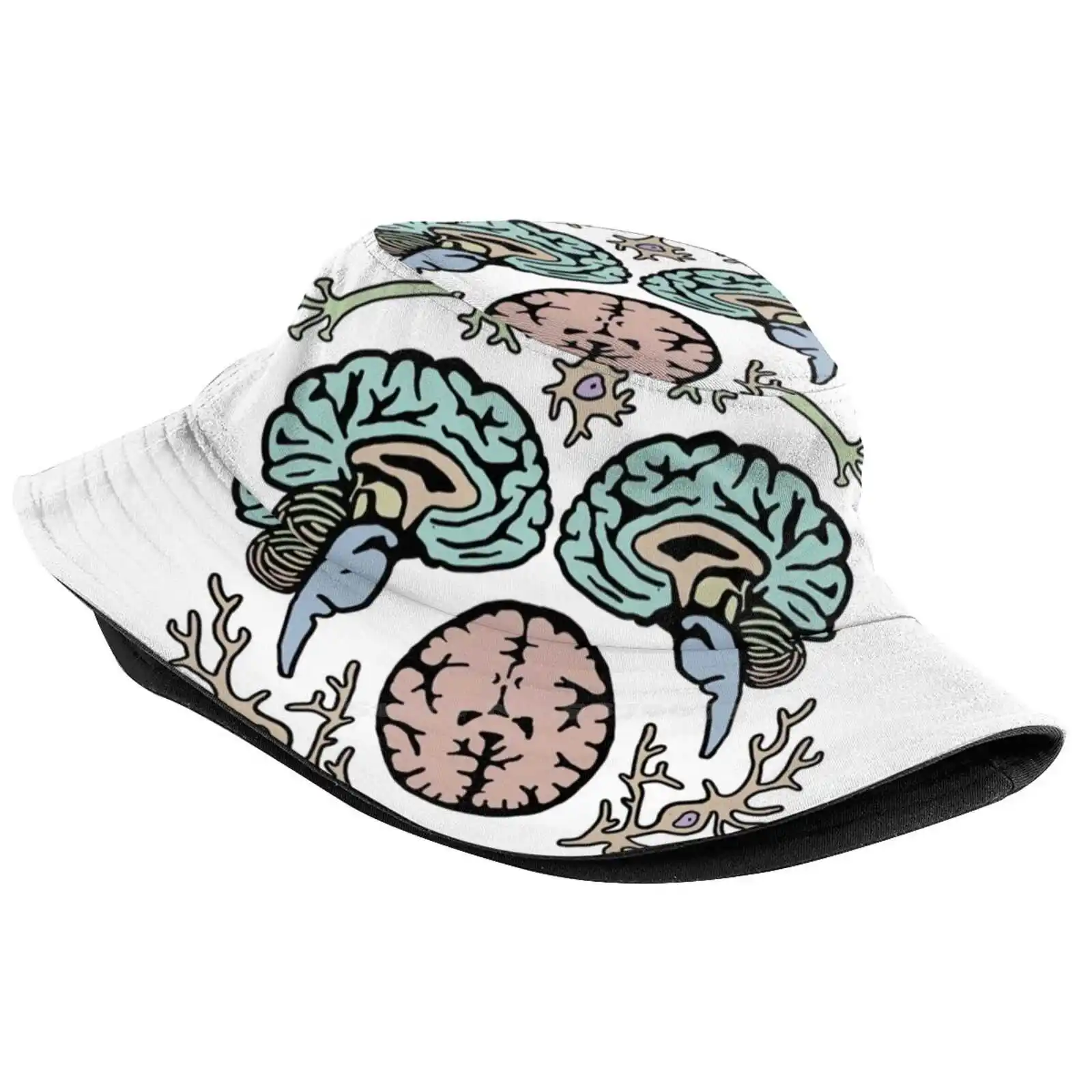 Brain Matter Pattern Pattern Design Printed Travel Bucket Hats Brain Neuroscience Neuron