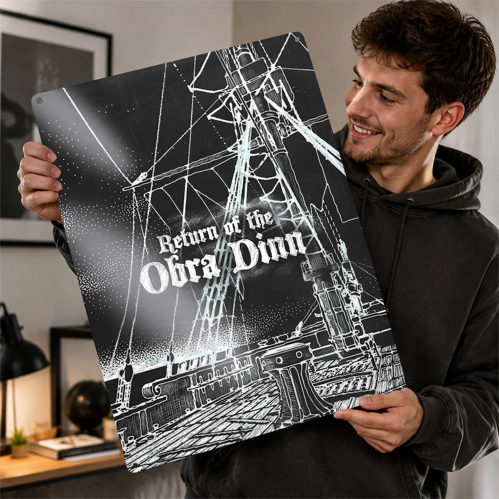 Return Of The Obra Dinn Masted Ship Printed Poster Customized Metal Sign Digital Adventure Tribute Wall Art Enhances Game Room