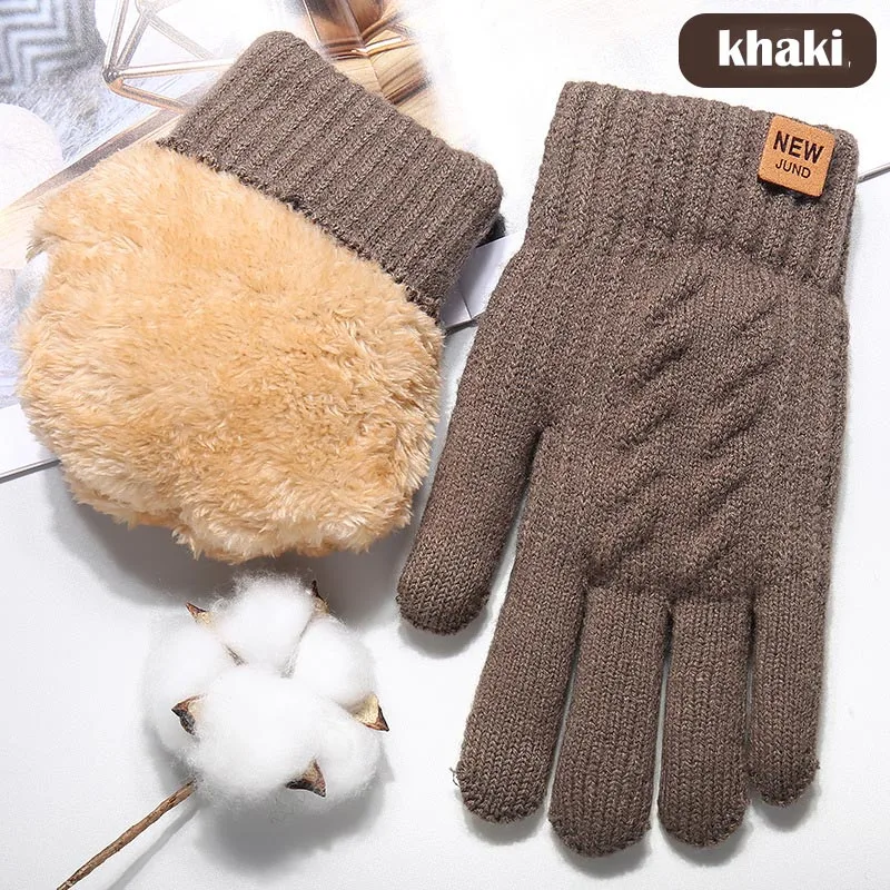 Großhandel mit Fleece gefütterte, modische, warme, schwarze, kabelgestrickte Winter-Touchscreen-Handschuhe