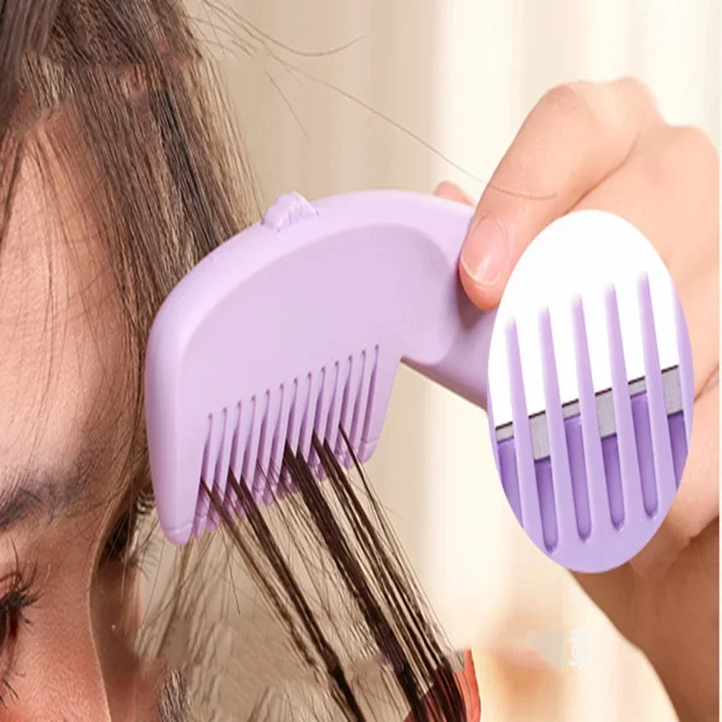 1-piece three-level adjustable 2-in-1 hair trimming comb with blades for home self-service hair care, split ends and bangs comb