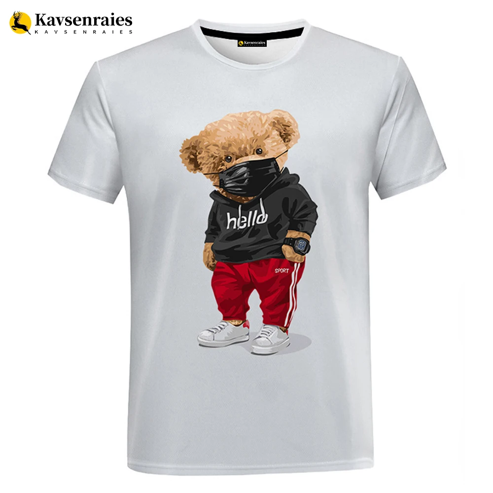 Sports Mask Bear 3D Print T Shirt Men Women Summer Fashion Casual Short-sleeved T-shirt Hip Hop Streetwear Oversized Tops