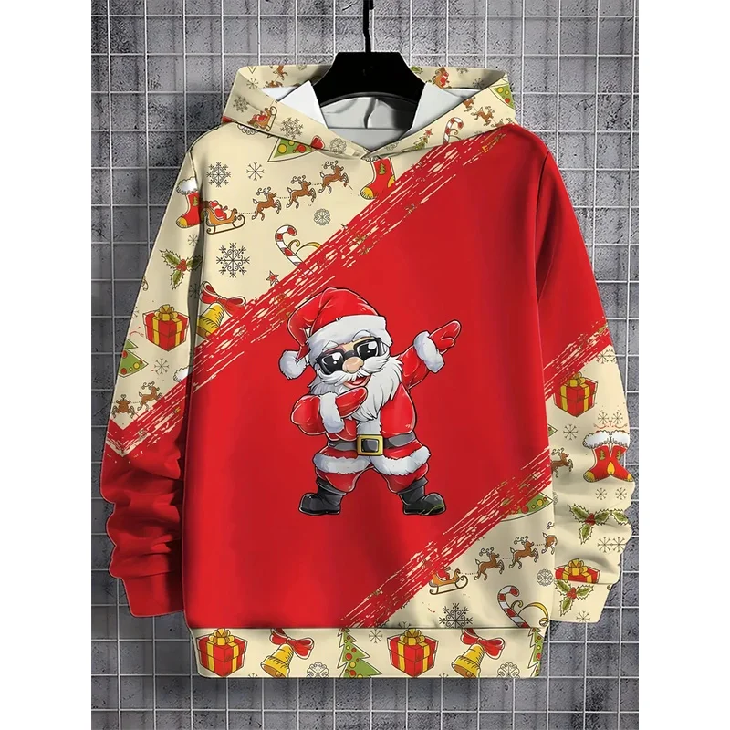 

Christmas Men's Hooded Hoodies 3D Prints Santa Claus Sweatshirt Tops Fashion Drawstring Sportwear Tops Casual Men's Clothing