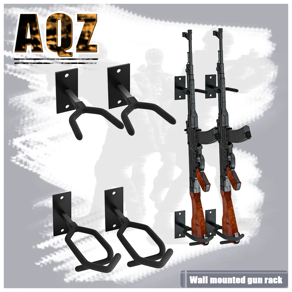 

Gun Rack Wall Mount, Metal Shotgun Rack Indoor, Adjustable Rifle Storage Holder with Soft Padding, Vertical Gun Display Stand