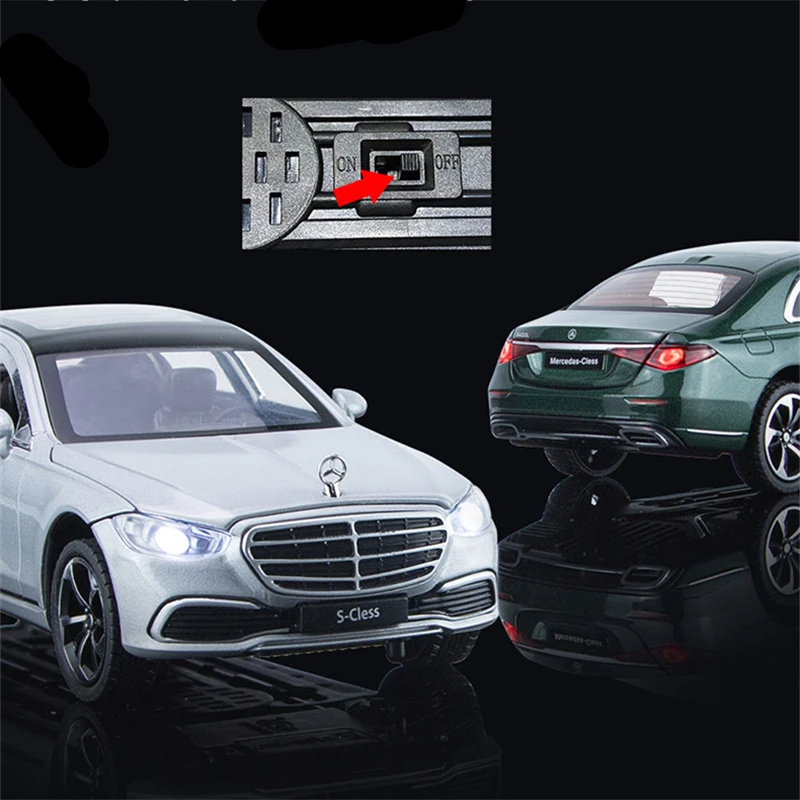 1/22 Maybach S400 Alloy Luxy Car Model Diecast Metal Toy Vehicle Car Models Simulation Sound and Light Collection Childrens Gift