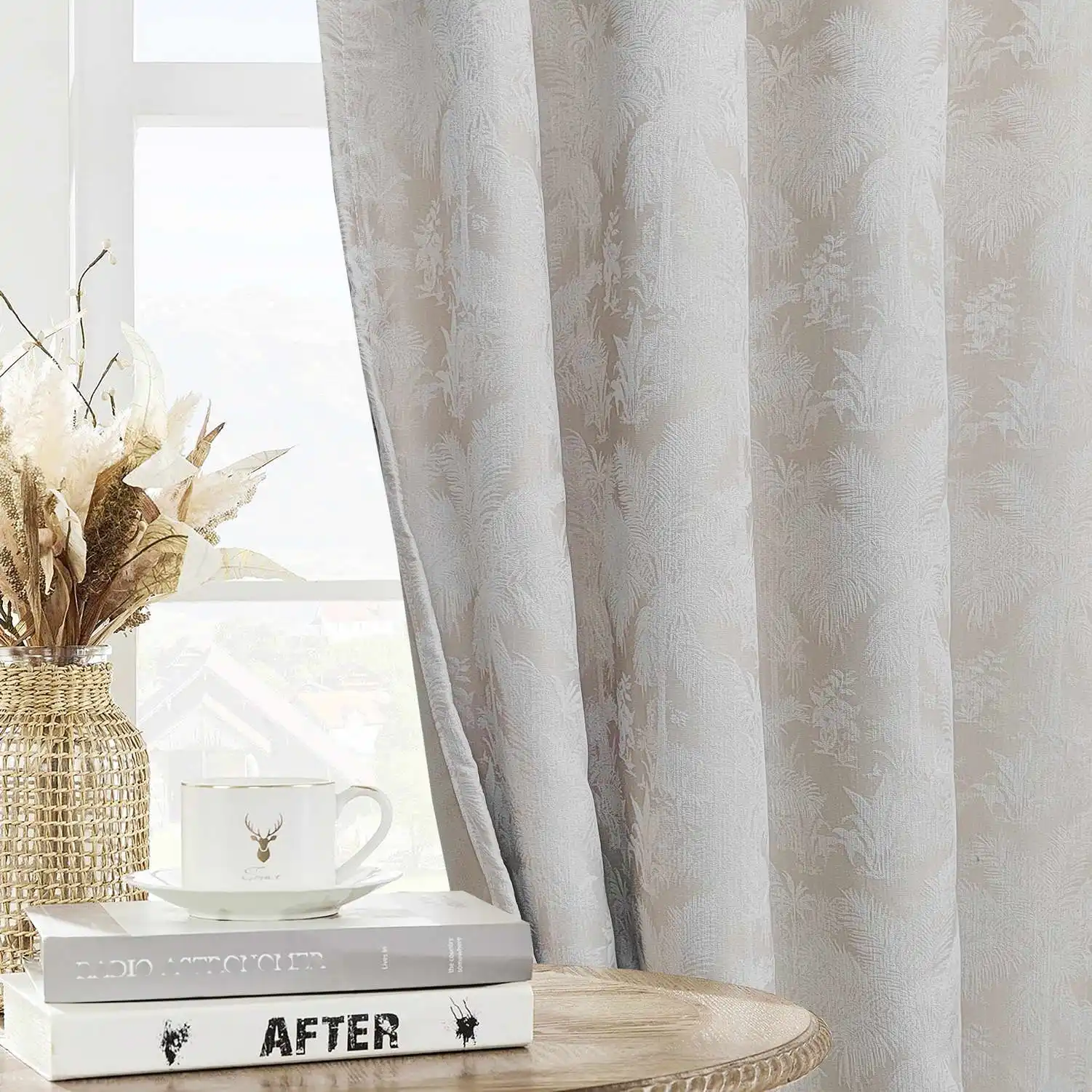 ضوء القهوة الكشمير الجاكار الغابات المطيرة نبات تعتيم ستائر غرفة النوم ، غرفة المعيشة الحرارية معزول غرفة سواد الستائر #3