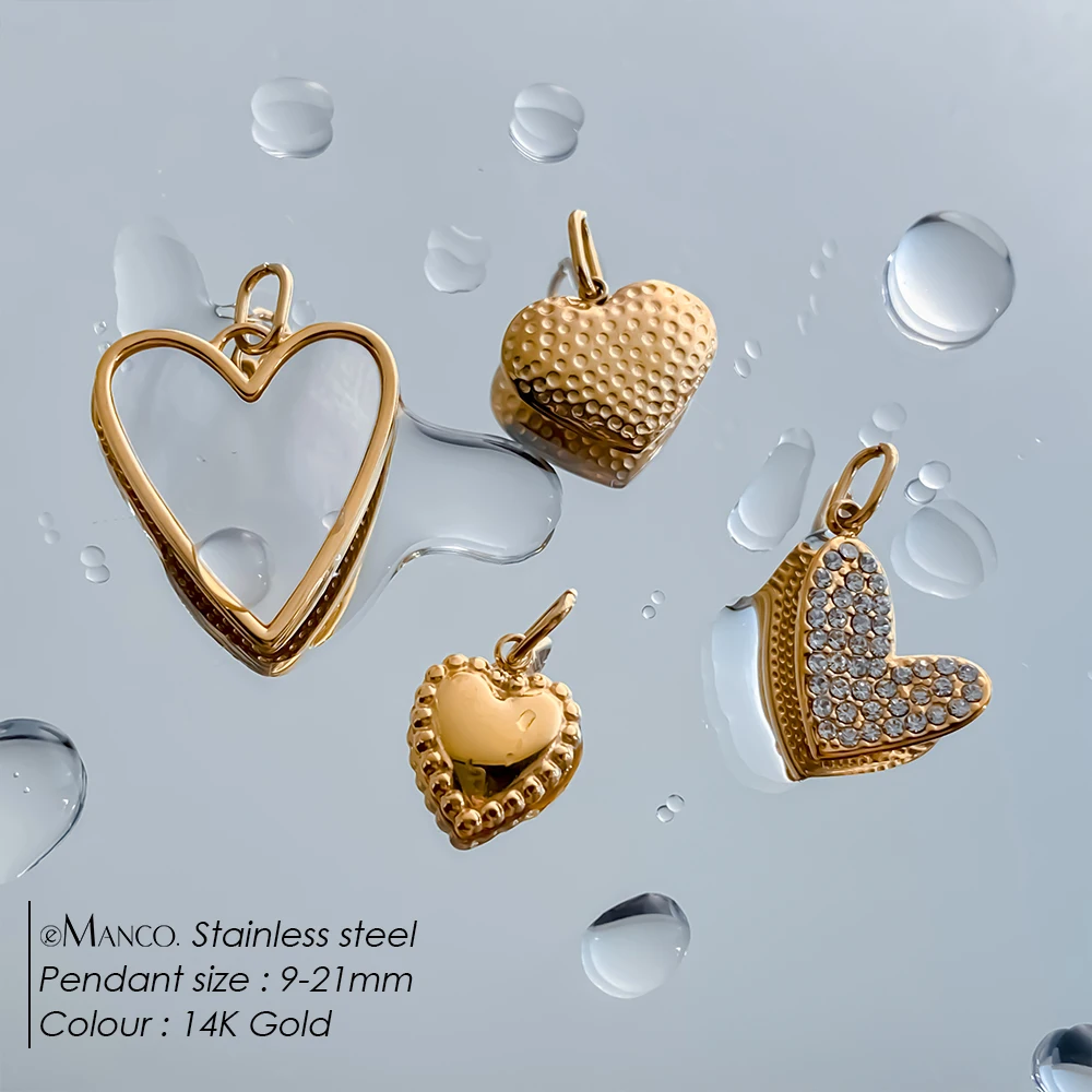 EMANCO Original New DIY Women's Heart Shape Charms Fine Stainless Steel Necklace Pendant Bracelet Jewelry Accessories