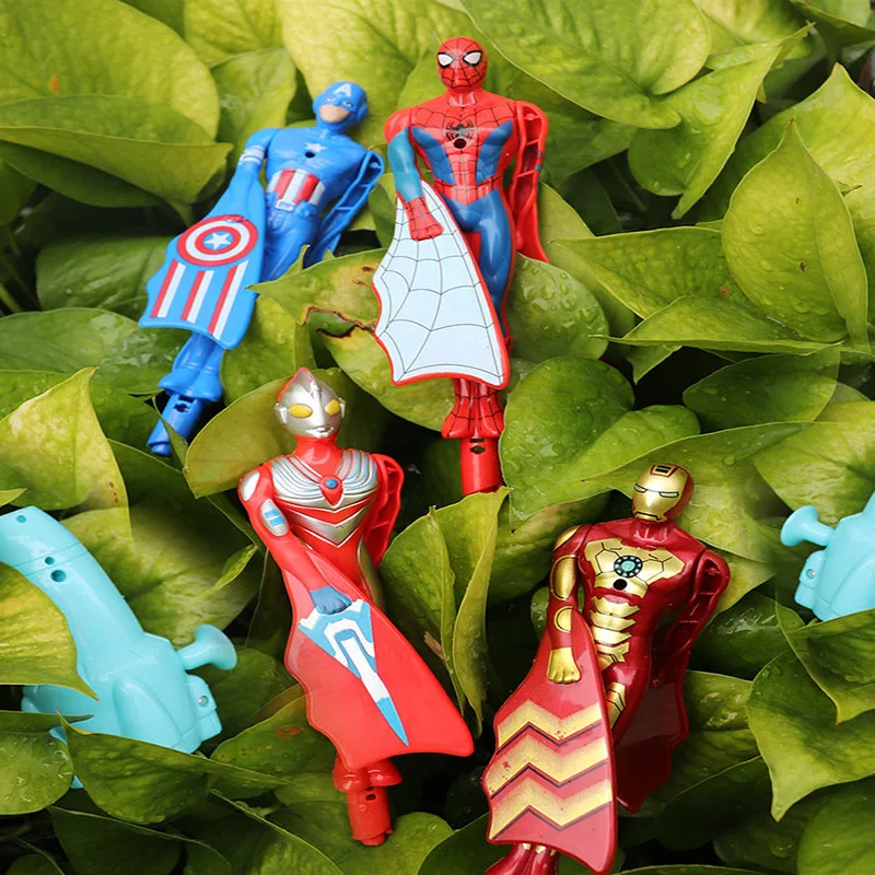 Anime Iron Man Captain Rotating String Flying Toys Outdoor Toy for Boys Spiderman Bamboo Dragonfly Flying Toy Children Gift