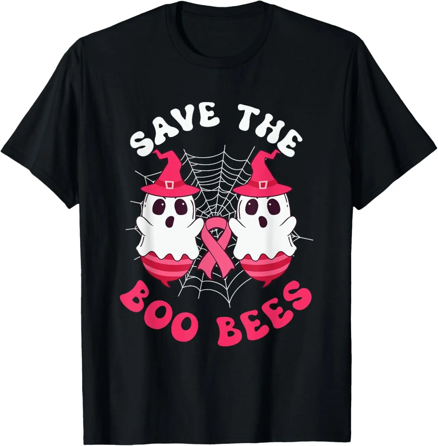 Save The Boo Bees Funny Halloween Breast Cancer Awareness T-Shirt S-5XL