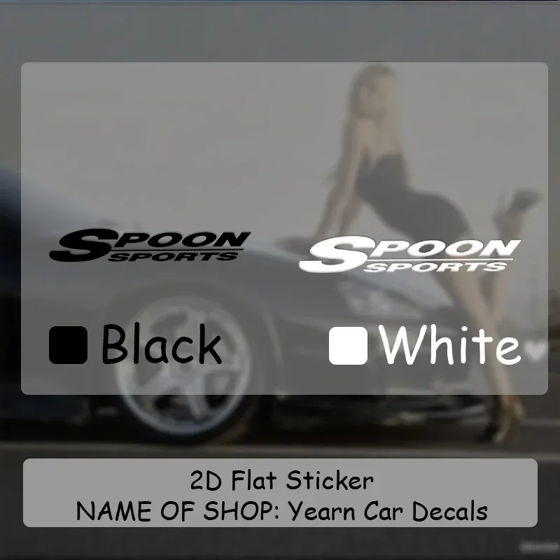 

1PC Spoon Sports Minimalist Logo Sticker - Sporty Style Transparent Vinyl Car Decal with Bold Black Letters