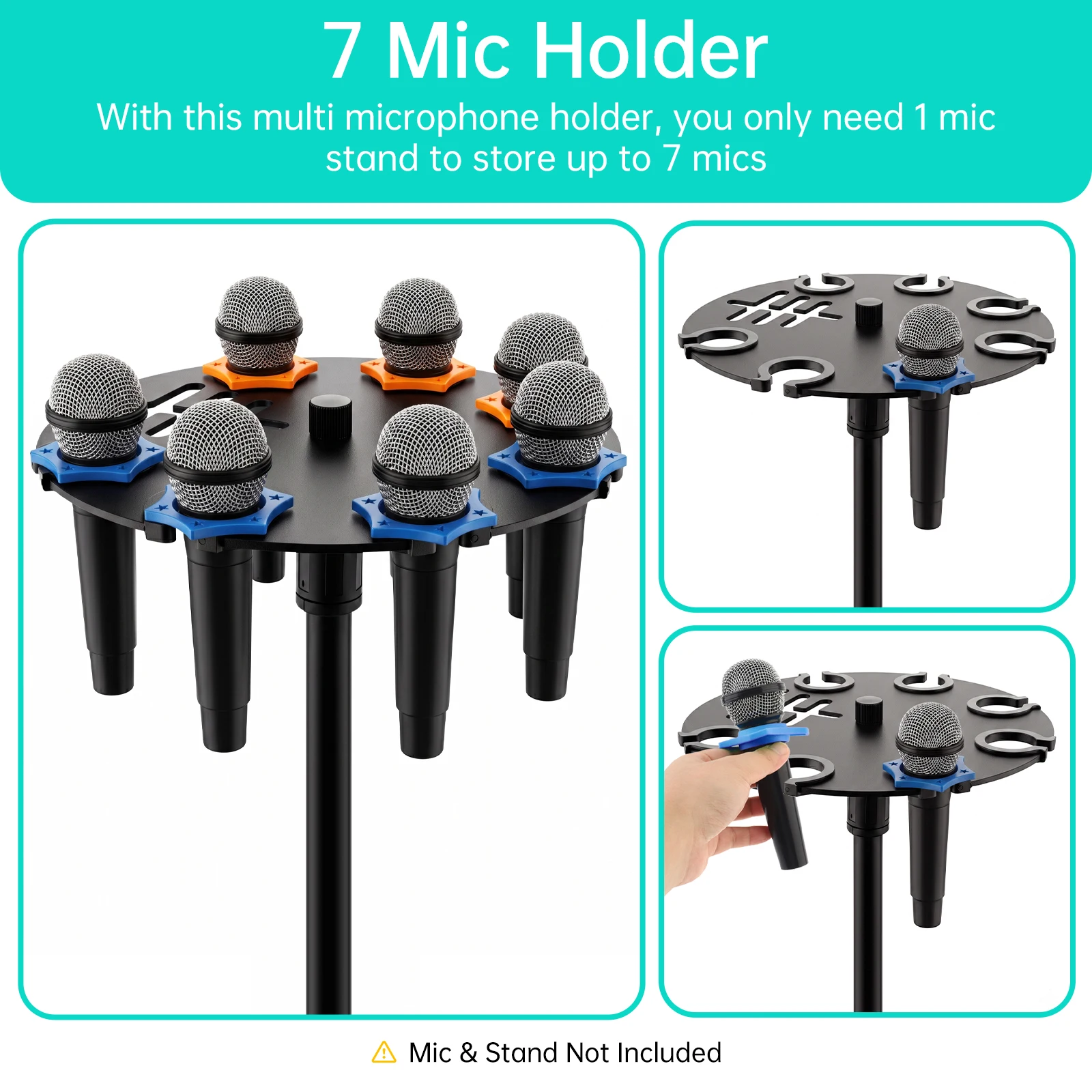 Multi Microphone Holder with Cable Hanger