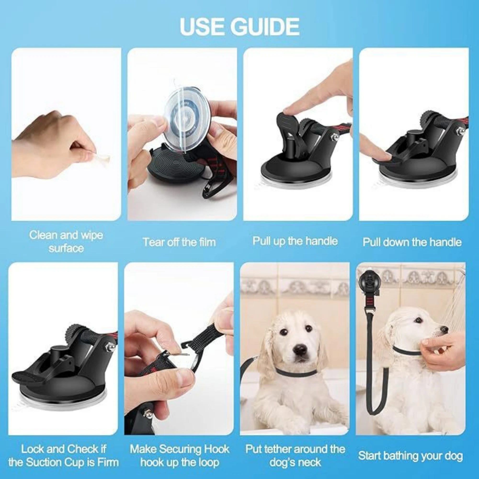 Adjustable Pet Bathing & Grooming Restraint – Tether Loop with Strong Suction Cup S1c9602fd27064b42916d41f0838c4009a