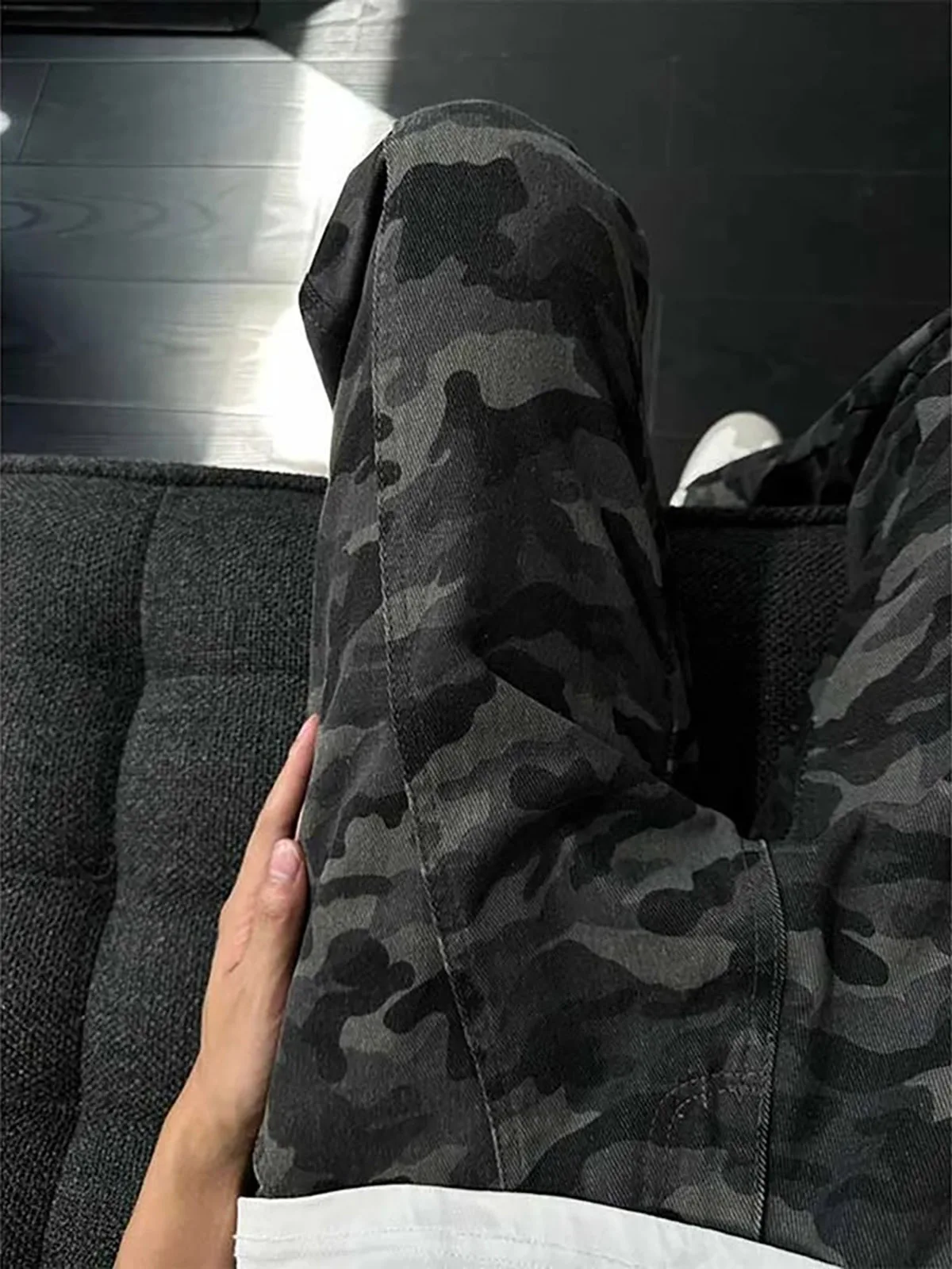 

Cleanfit Camouflage Deconstructed Workwear Jeans Men's Loose Straight Leg Vintage Summer Slimming Trousers Casual Denim