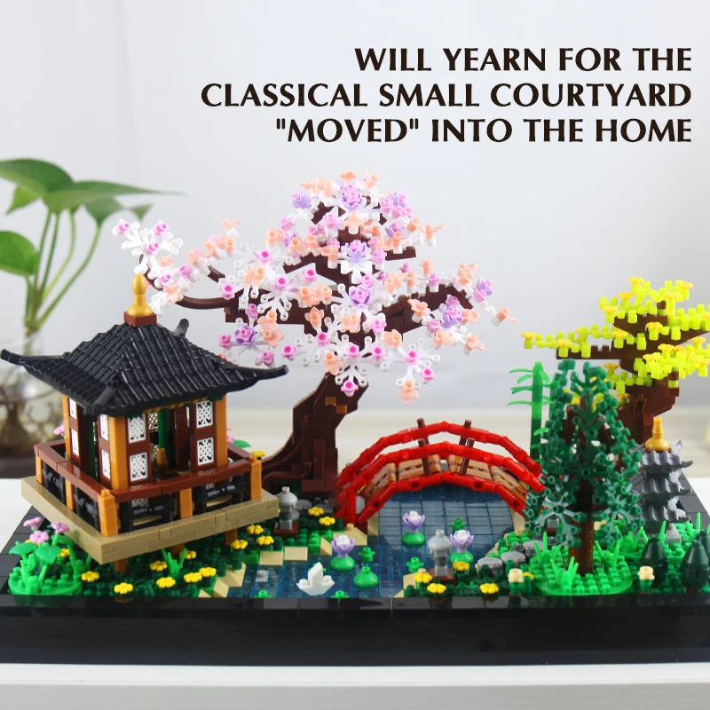 안뜰 빌딩 블록 정원 선 정원 건축 2280PCS DIY 조립 벽돌 장난감 어린이를위한 성인 선물 컬렉션