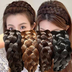 Lazy Wig Twist Headbands For Women Wide Fishbone Braids Hairbands Handmade Retro Head Hoop Hair Styling Headwear Accessories