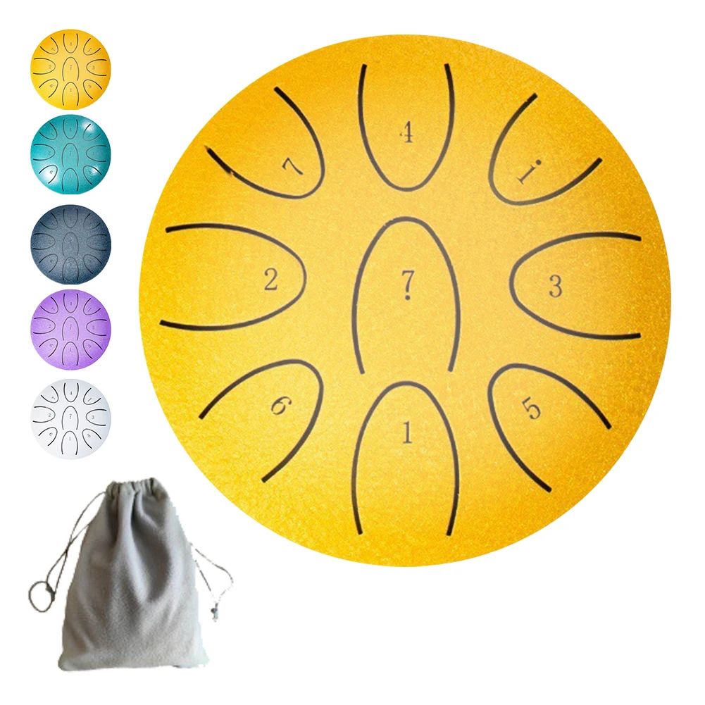 4 Inches Portable Rain Drum 9-Note Handpan Drum with Drum Mallet Outdoor Chakra Drum for Yoga Musical Meditation