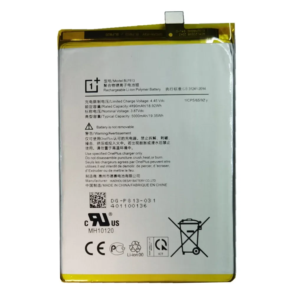 New High Quality BLP813 Battery For Oppo Nord N100 BE2011 BE2013 BE2015 / Nord N200 5G 5000mAh Mobile Phone Batteries + Tools