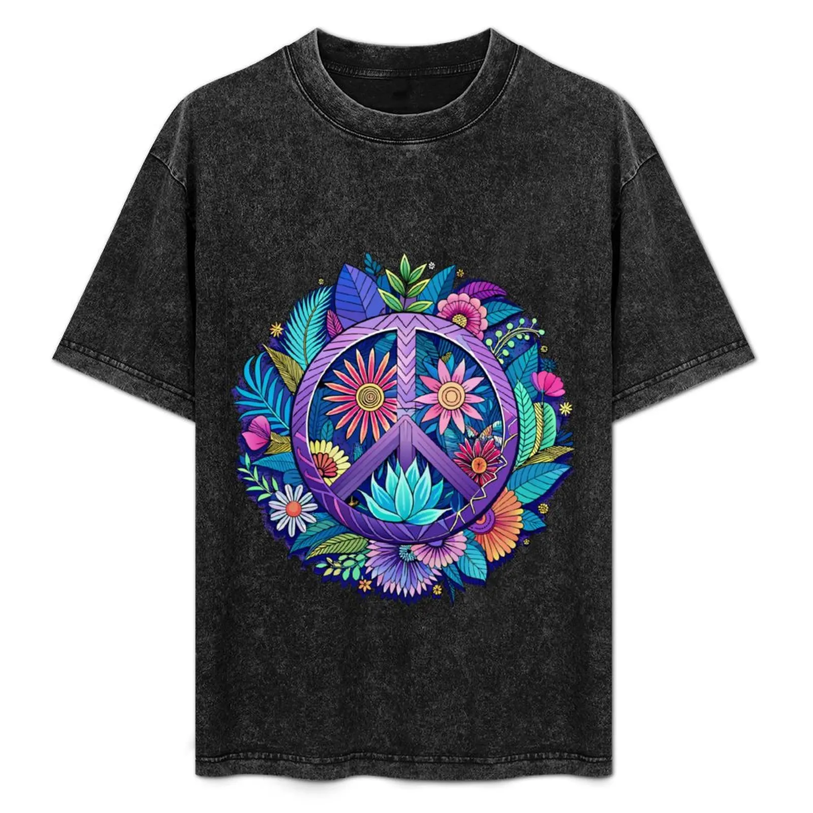 

Design that focuses on the peace sign made of colorful flowers T-Shirt Summer Festival T-Shirt