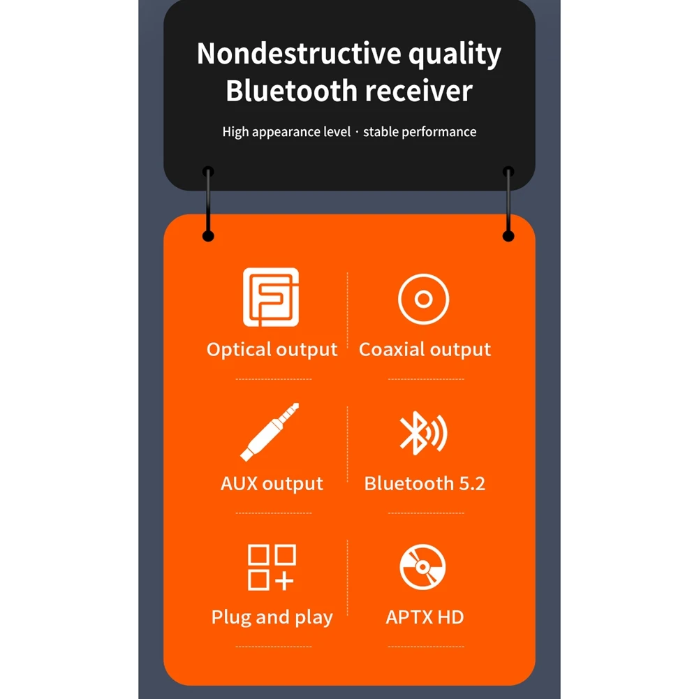 Receptor inalámbrico D300 APTX-HD BT 5,2 adaptador de Audio estéreo HiFi compatible con fibra óptica Coaxial para auriculares TV