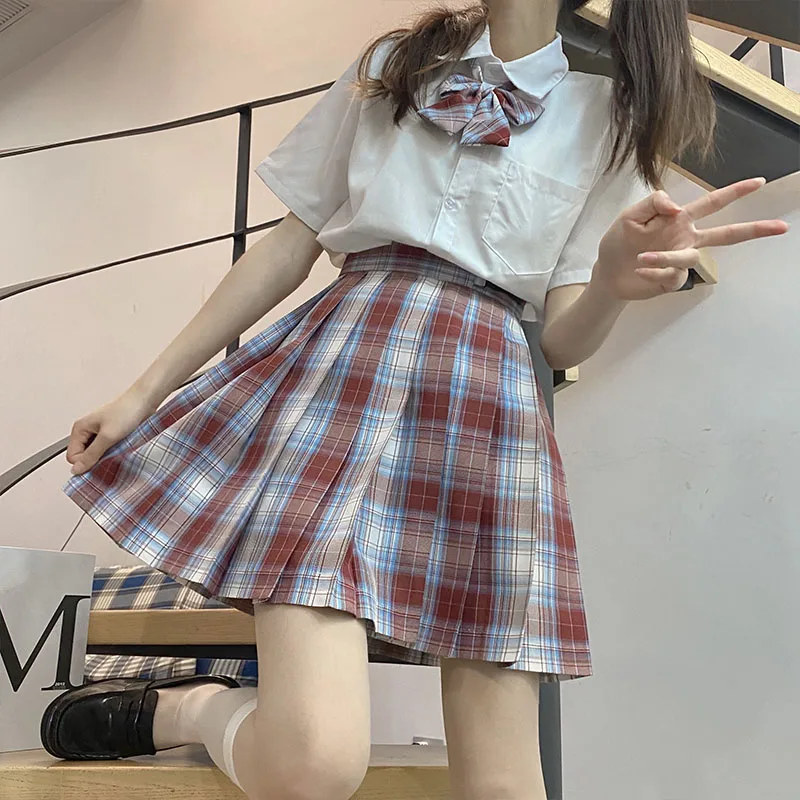 Japanese Style Skirt Full Set School JK Uniform Anime Clothes for School Korean Uniform for Student 17 Kind Plaid Skirt Costume