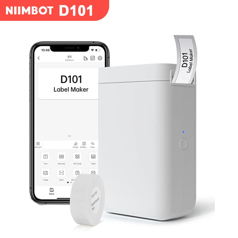 NiiMbot D101 Portable Label Maker Wireless Label Printer Tape for Phone Tablet Easy to Use Office Home Organization D11 Plus