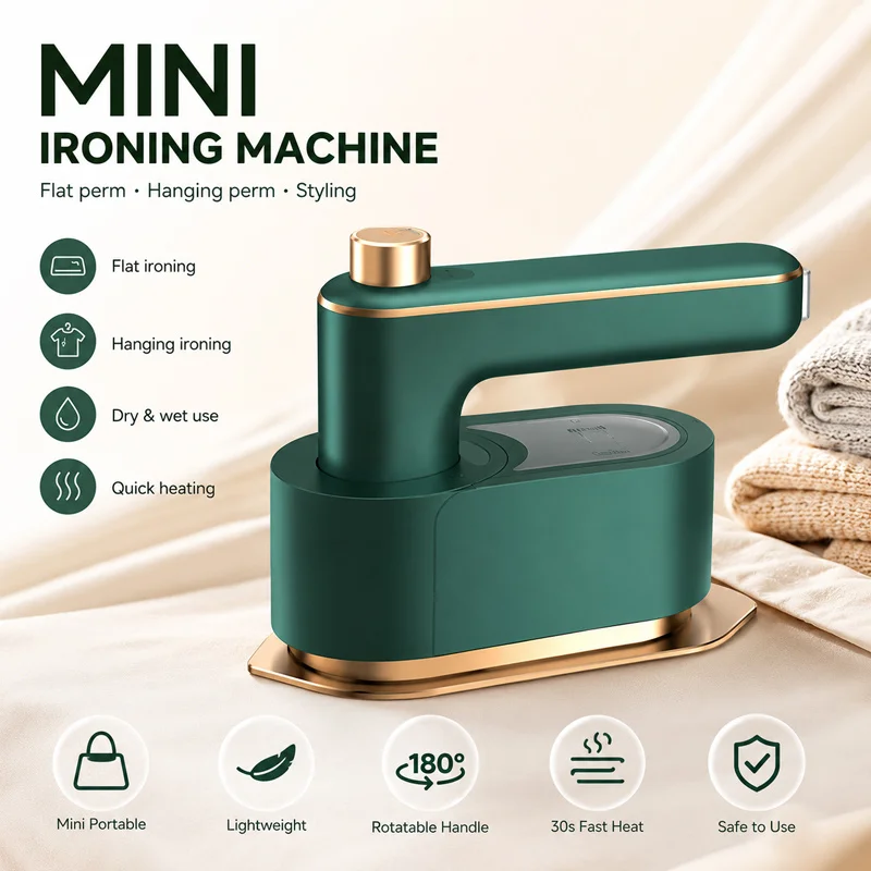Portable Iron – Small Travel And Dorm Garment Iron, Quick Heat, 180° Rotating Handle, Lightweight Design, And Green Options