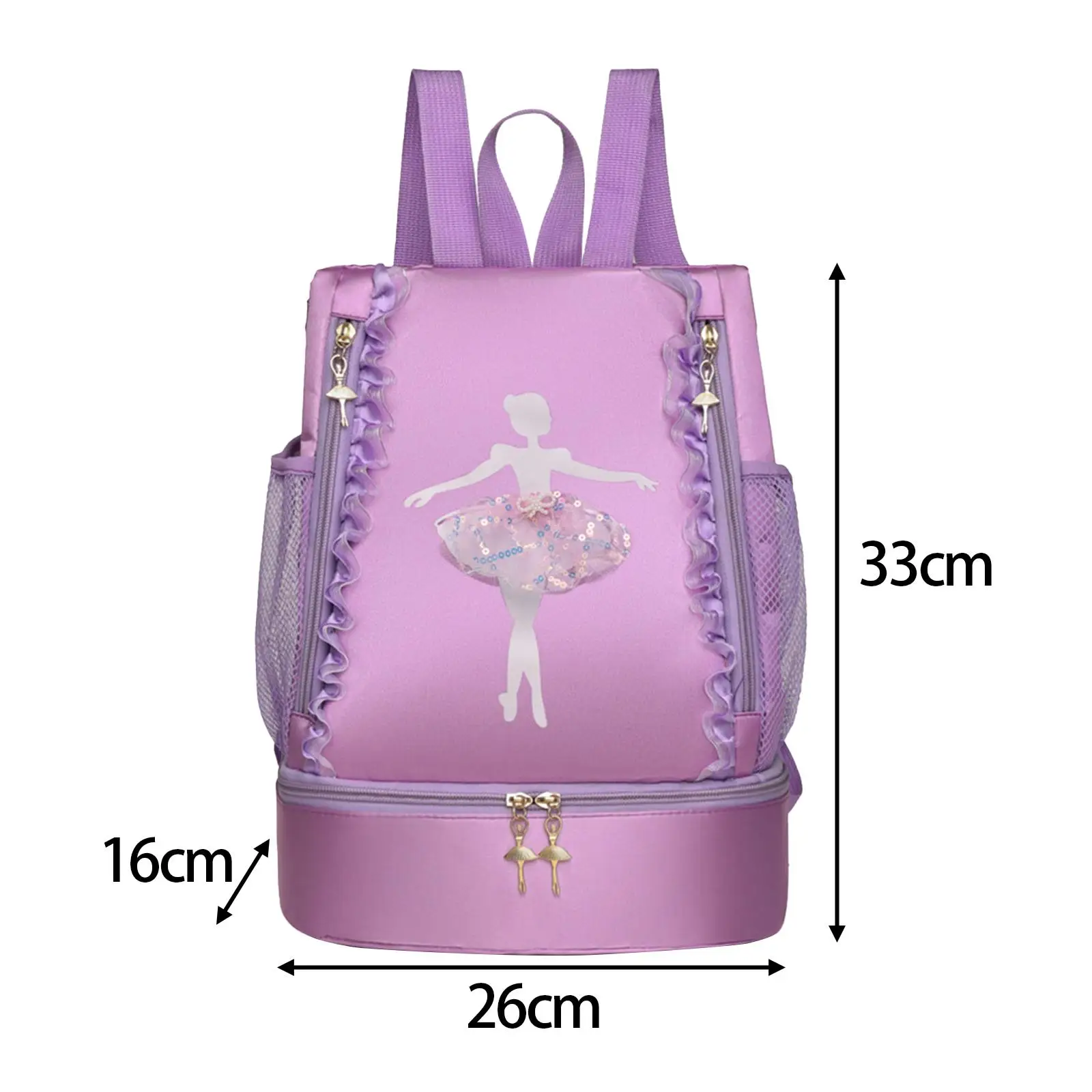 Cute Ballerina Dance Backpack for Kids Tutu Lace Design Oxford Cloth Handbag with Top Handle Adjustable Shoulder Strap for