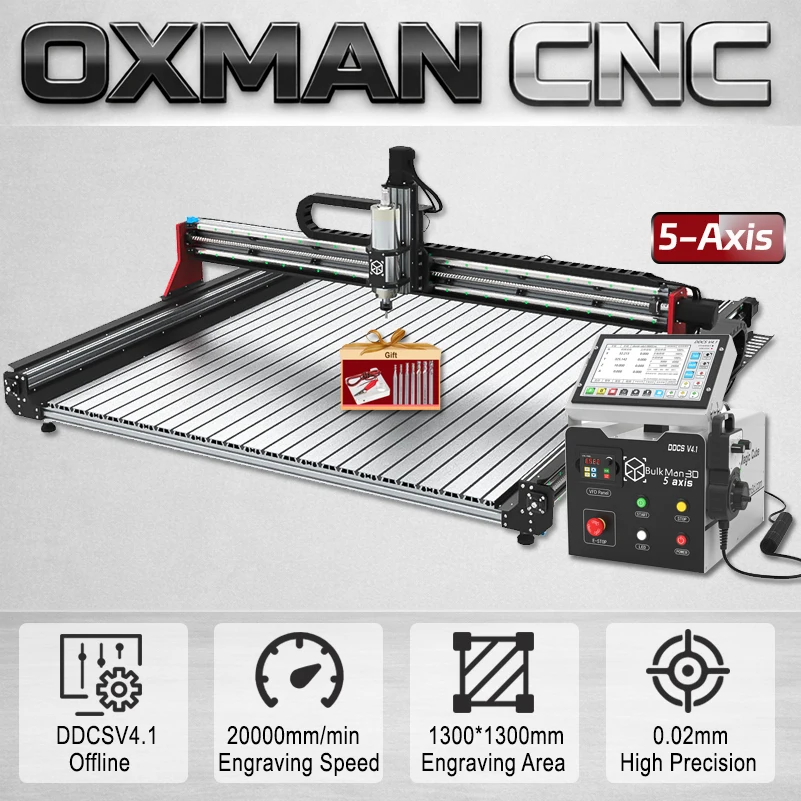 

BulkMan3D OXMAN CNC Engraver 5-Axis DDCSV4.1 Offline Ball Screw Precise CNC Router Machine For Wood Metal Acrylic MDF Cutting