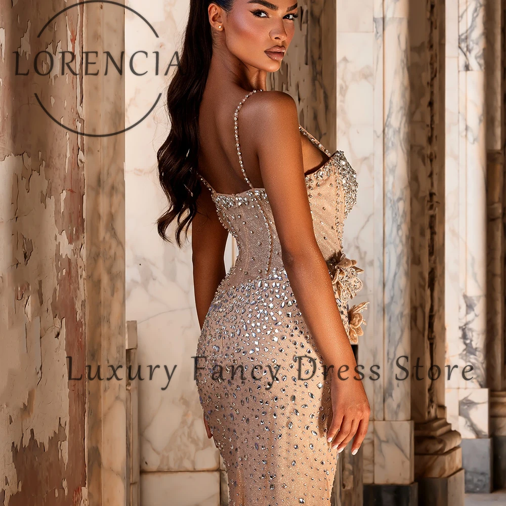 ELegant Rhinestone Prom Dress 2025 Spaghetti Strap Side Slit Mermaid Evening Party Gowns Customized Sleeveless robe d'été femme