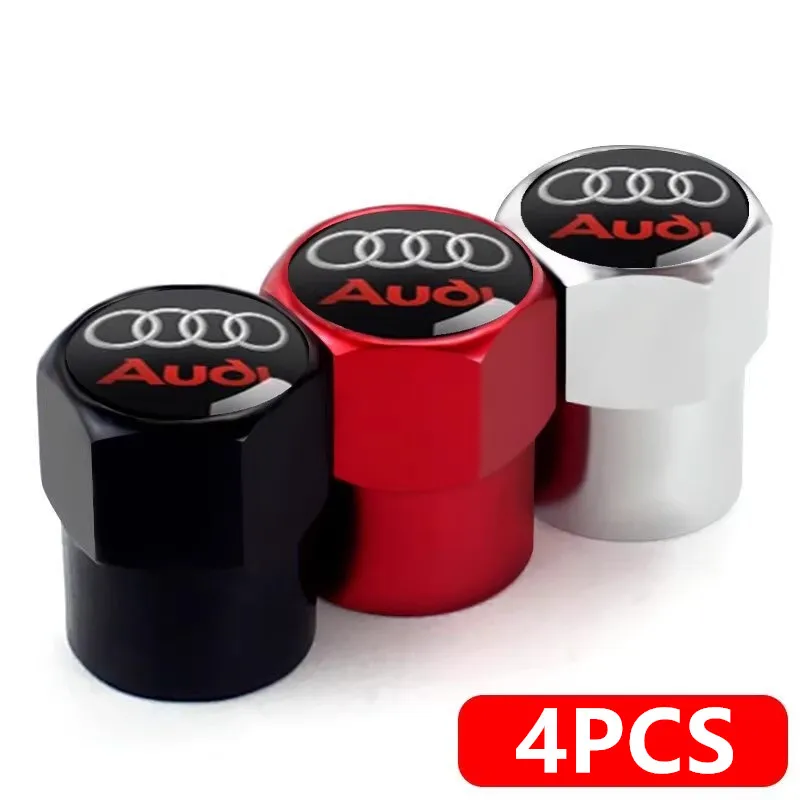 4pcs Aluminium Autorad Reifen Luft ventil kappen Staubs chutz mit Farbe Markenlogo für Audi rs sline a4 a3 a6 q3 quattro q7 tt b8 8p