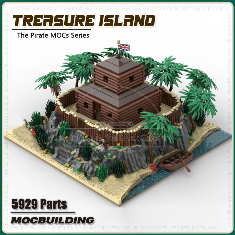 Treasure Island MOC Building Block The Stockade Movie Display Model Technology Bricks Castle Architecture Collection Toys Gifts