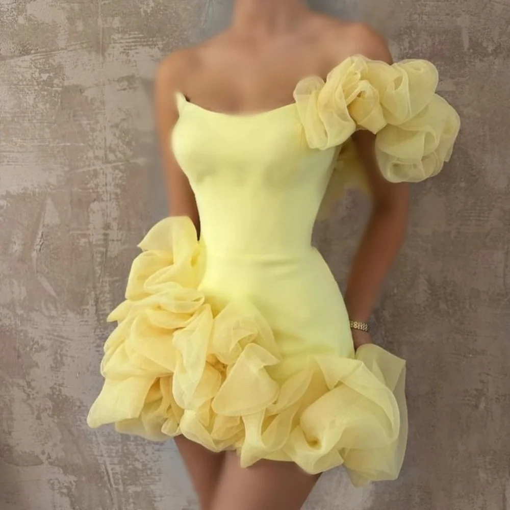 

Customized Matching Sexy Jersey Pleat Ruched A-line One-shoulder Short Dresses Bespoke Occasion Dresses Exquisite High Quality