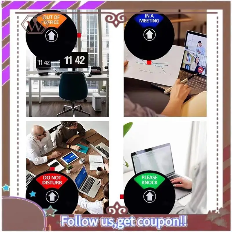 ABBG-4PCS لافتة خصوصية أكريليك، لا تزعج/يرجى التدق/خارج المكتب/في لافتة اجتماع، لافتة باب المكتب (5 بوصة، أسود)