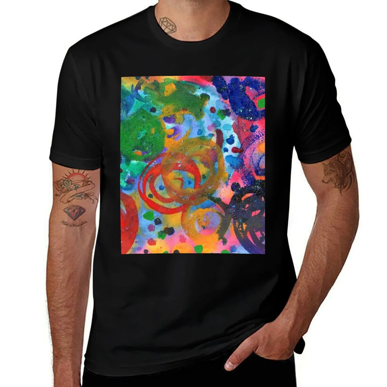 

graphic mens T-Shirt man of t Circles heavy cotton 100% Wonder man shirt t shirts cotton shirts t Watercolor